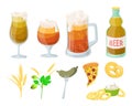 Beer drink flat vector cartoon party set