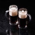 Beer on empty black table Royalty Free Stock Photo