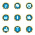 Beer evening icons set, flat style
