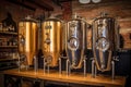 beer fermentation tanks with pressure gauges