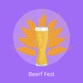 Beer Fest Emblem Weizen Glass on Background Wheat