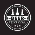 Beer fest hand drawn flat black white vector round icon