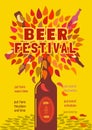 Beer fest hand drawn flat color vector poster template Royalty Free Stock Photo