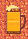 Beer fest hand drawn flat color vector poster template Royalty Free Stock Photo