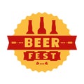 Beer fest hand drawn flat color vector round icon Royalty Free Stock Photo