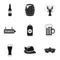 Beer fest icons set, simple style Royalty Free Stock Photo