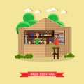 Beer festival concept vector illustration. People drink in outdoor restaurant.