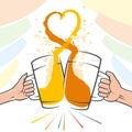 Beer Festival Oktoberfest Clink Glasses Lager Splash Hands Love Heart