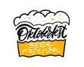 Beer Festival Oktoberfest. Hand drawn black color logo sketch. Vector lettering text illustration. Royalty Free Stock Photo