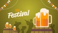 Beer festival Oktoberfest party celebration concept lettering greeting card or flyer horizontal Royalty Free Stock Photo