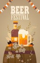 Beer festival Oktoberfest party celebration concept lettering greeting card or flyer vertical banner or poster Royalty Free Stock Photo