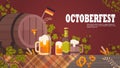 Beer festival Oktoberfest party celebration concept lettering greeting card horizontal Royalty Free Stock Photo