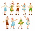 Beer Festival with People Characters Celebrating Holiday Vector Set Royalty Free Stock Photo