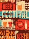 Beer Festival vintage style grunge poster. Retro vector illustration.