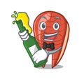 With beer fish slice mascot cartoon