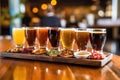 beer flight sampler with various craft brews