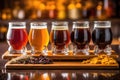 beer flight sampler with various craft brews