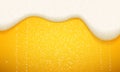 Beer foam and bubbles background. Vector seamless realistic craft beer in flowing foam and bubbles