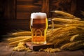 beer foam drink lager pub gold glass pint alcohol beverage. Generative AI.