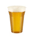 Beer with foam in glass te background