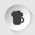 Beer with foam - simple gray icon on white button Royalty Free Stock Photo
