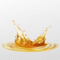 Beer foam splash of white and yellow color on a transparent background. Vector illustration