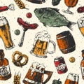 Beer food seamless pattern vector