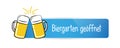 Beer Garden Open German Typography Blue Label Isolated On A White Background