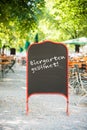 Beer Garden Open Sign in Munich