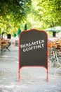 Beer Garden Open Sign in Munich