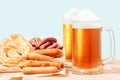 Beer and german national dishes. Oktoberfest traditional food Royalty Free Stock Photo