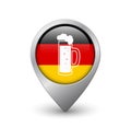 Beer glass on the background on German flag, web map pointer Royalty Free Stock Photo