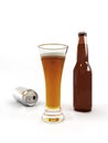 Beer in glass and beer bottle