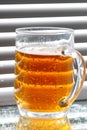 Beer glass blinds sunlight E