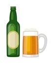 Beer glass bottle vector illustration.