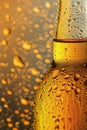 Beer Glass Condensation Texture Background, Cold Wine Bottle Mockup, Golden Bubbles Royalty Free Stock Photo