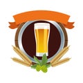 Beer glass drink with barley spikes emblem
