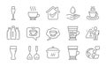 Beer glass, Frappe and Tea cup icons set. Boiling pan, Water bottles and Cooking cutlery signs. Vector