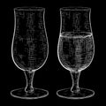 Beer glass. Full and empty set. Hand drawn sketch on black background Royalty Free Stock Photo