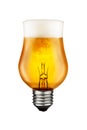 Beer glass glowing bulb idea concept