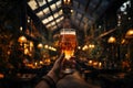 A Beer Glass Held In Hand Against A Rustic Backdrop. Generative AI Royalty Free Stock Photo