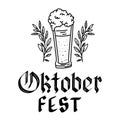 Beer glass with lettering oktoberfest celebration icon Royalty Free Stock Photo