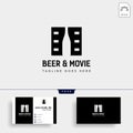 beer glass movie wine cinema simple creative badge logo template vector illustration