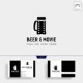 beer glass movie wine cinema simple creative badge logo template vector illustration