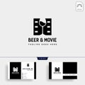 beer glass movie wine cinema simple creative badge logo template vector illustration
