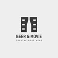 beer glass movie wine cinema simple creative badge logo template vector illustration