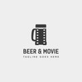 beer glass movie wine cinema simple creative badge logo template vector illustration