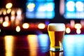 Beer in a glass mug with blur bar background, Generative AI Royalty Free Stock Photo