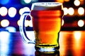 Beer in a glass mug with blur bar background, Generative AI Royalty Free Stock Photo