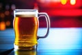 Beer in a glass mug with blur bar background, Generative AI Royalty Free Stock Photo